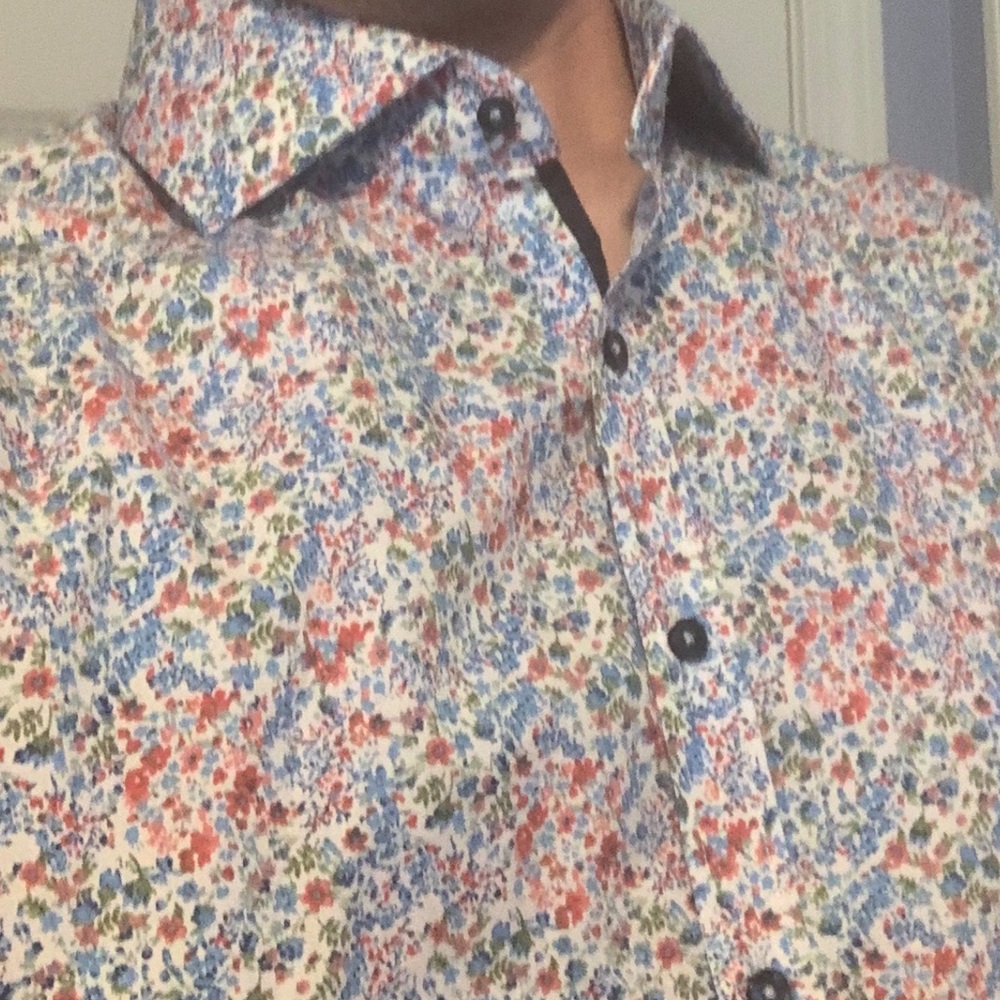 Men's Suitor Large Floral Fitted Dress Shirt